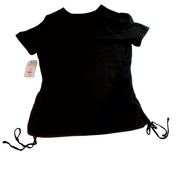 Time And Tru Size L Black Cotton Side Cinch T-Shirt Lightweight and breathable - Picture 2 of 11